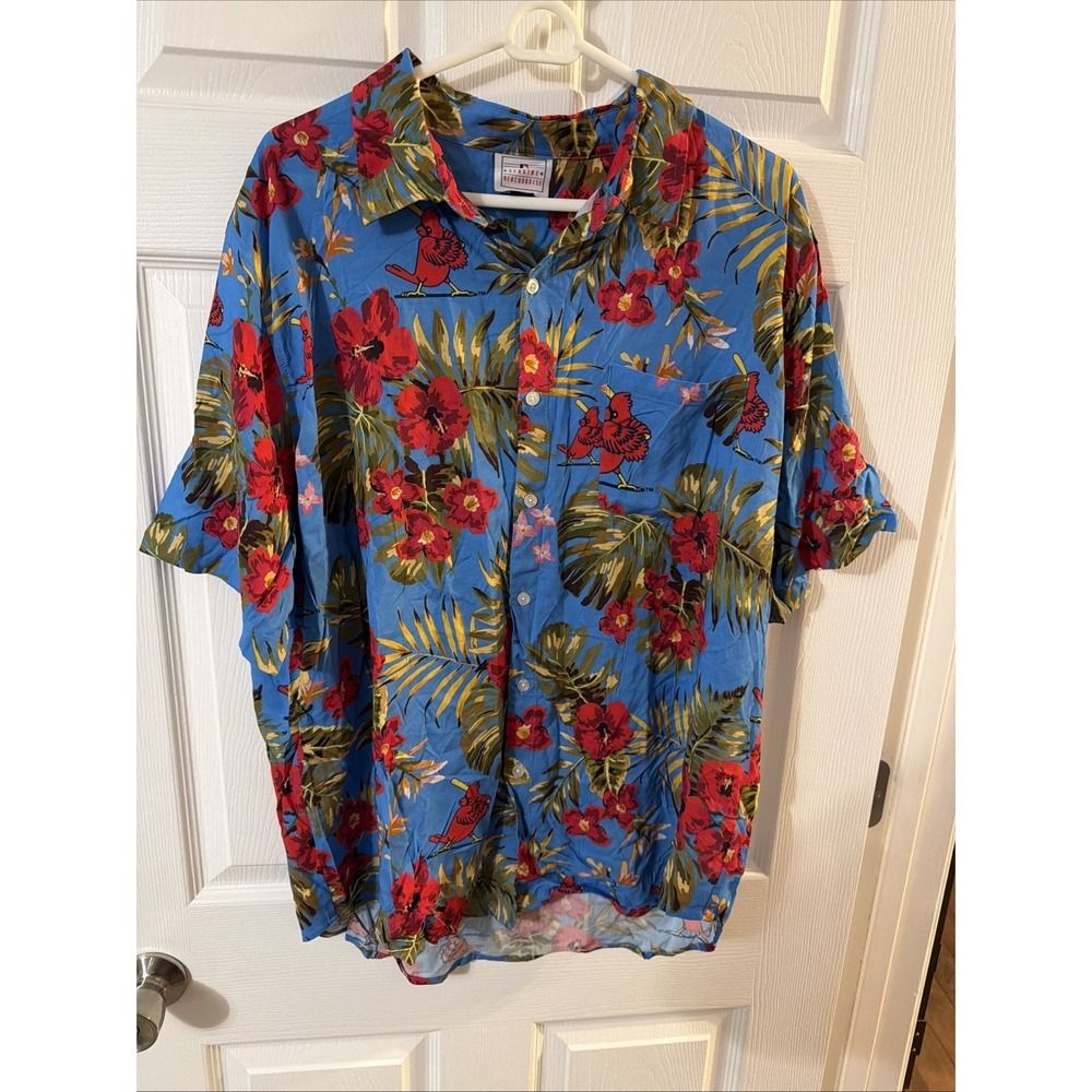 St Louis Cardinals MLB Baseball Logo Hawaiian Shirt‎ XL Red Short Sleeve Rayon